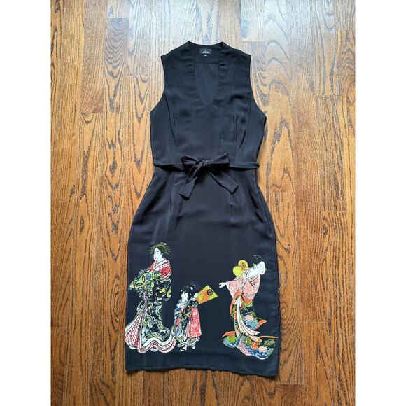 Vintage 90s Asian Japanese Black Dress Chic Minimal Wedding Guest Alt Punk Artsy - Picture 6 of 9